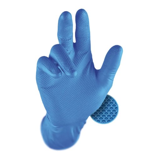 306DB - Rękawice jednorazowe GRIPPAZ 300 mm z nitrylu w kolorze niebieskim 