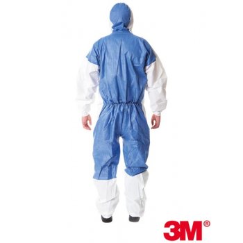 3M-KOM-4535 - kombinezon ochronny biały z niebieskim tylnym panelem, ochrona przed pyłami i rozbrygami substancji chemicznych (typ 5/6) - M-2XL.