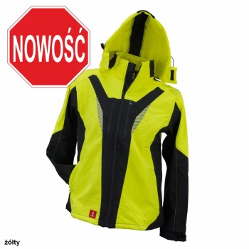 Kurtka softshellowa męska kaptur zamek błyskawiczny listwa rękawy listwy rzepy URG-935_SOFTSHELL YELLOW - 935 - M-3XL