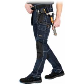 JEANS415-T - Elastyczne jeansowe spodnie ochronne do pasa 8 kieseni pętelki twill 60% bawełna 24% poliester 15% wiskoza 1% elastan 260-300 g/m² - 2 kolory - 46-60