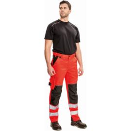 KNOXFIELD HI-VIS SPODNIE - czerwone spodnie do pasa dla ratowników medycznych, dół nogawek taśmy HI-VIS - 46-64.