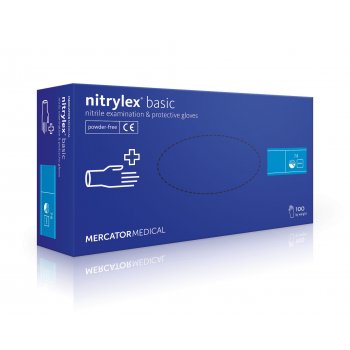 NITRYLEX BASIC - rękawice ochronne i diagnostyczne, bezpudrowe nitrylowe, jednorazowe, 100szt opakowanie