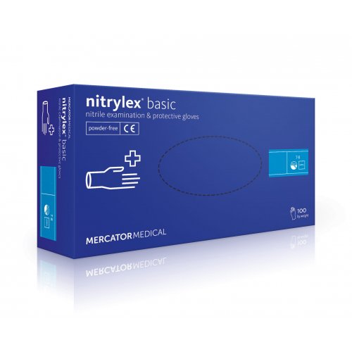 NITRYLEX BASIC - rękawice ochronne i diagnostyczne, bezpudrowe nitrylowe, jednorazowe, 100szt opakowanie