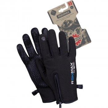 RSKIMAX - rękawice ochronne do prac z ekranami dotykowymi, wierzch z czarnego poliestru - M,L,XL.