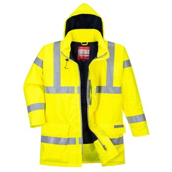 S778 -  Wodoodporna kurtka ostrzegawcza trudnopalna i antystatyczna Bizflame Rain - 2 kolory - XS-6XL