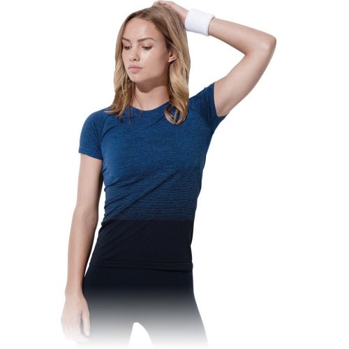 ST8910 - Szybkoschnący T-shirt damski, wielobarwny wzór gradientu, dekoracyjne, płaskie szwy 3 kolory - S-XL.