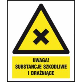 Z-154CH - Znak ostrzegawczy dla materiałów niebezpiecznych „Uwaga! Substancje szkodliwe i drażniące” - 220x300