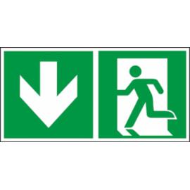 Z-E001-4 - Znak ewakuacyjny „Kierunek do wyjścia w dół (za drzwiami) w lewo” - 150x300