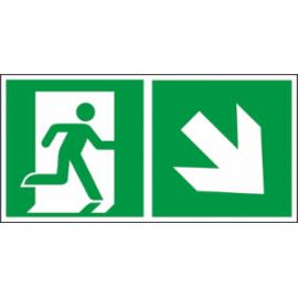 Z-E002-2 - Znak ewakuacyjny „Kierunek do wyjścia w prawo i w dół (za drzwiami)” - 150x300