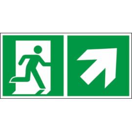 Z-E002-3 - Znak ewakuacyjny „Kierunek do wyjścia w prawo i w górę (za drzwiami)” - 150x300
