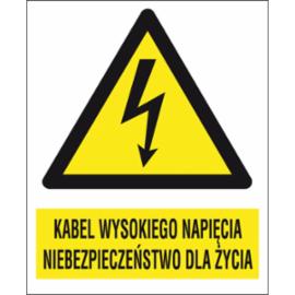 ZZ-4EOA - Znak elektryczny Kabel wysokiego napięcia niebezpieczeństwo dla życia.  - 148X210-52X74